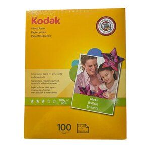 New Kodak Photo Paper - Gloss - 100 Sheets - 8 1/2 x 11 - Still in packaging